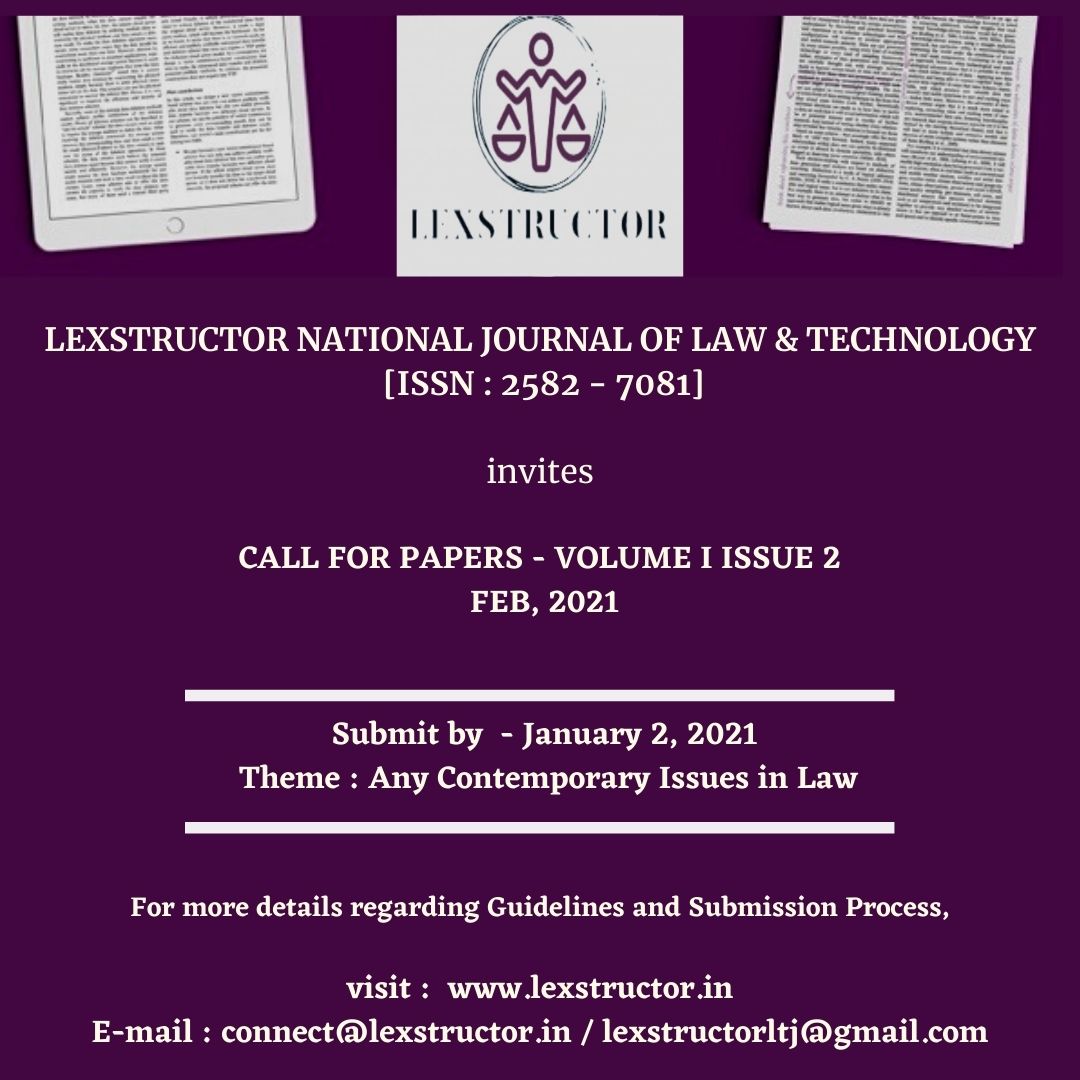 Call for Papers Lexstructor National Journal of Law and Technology